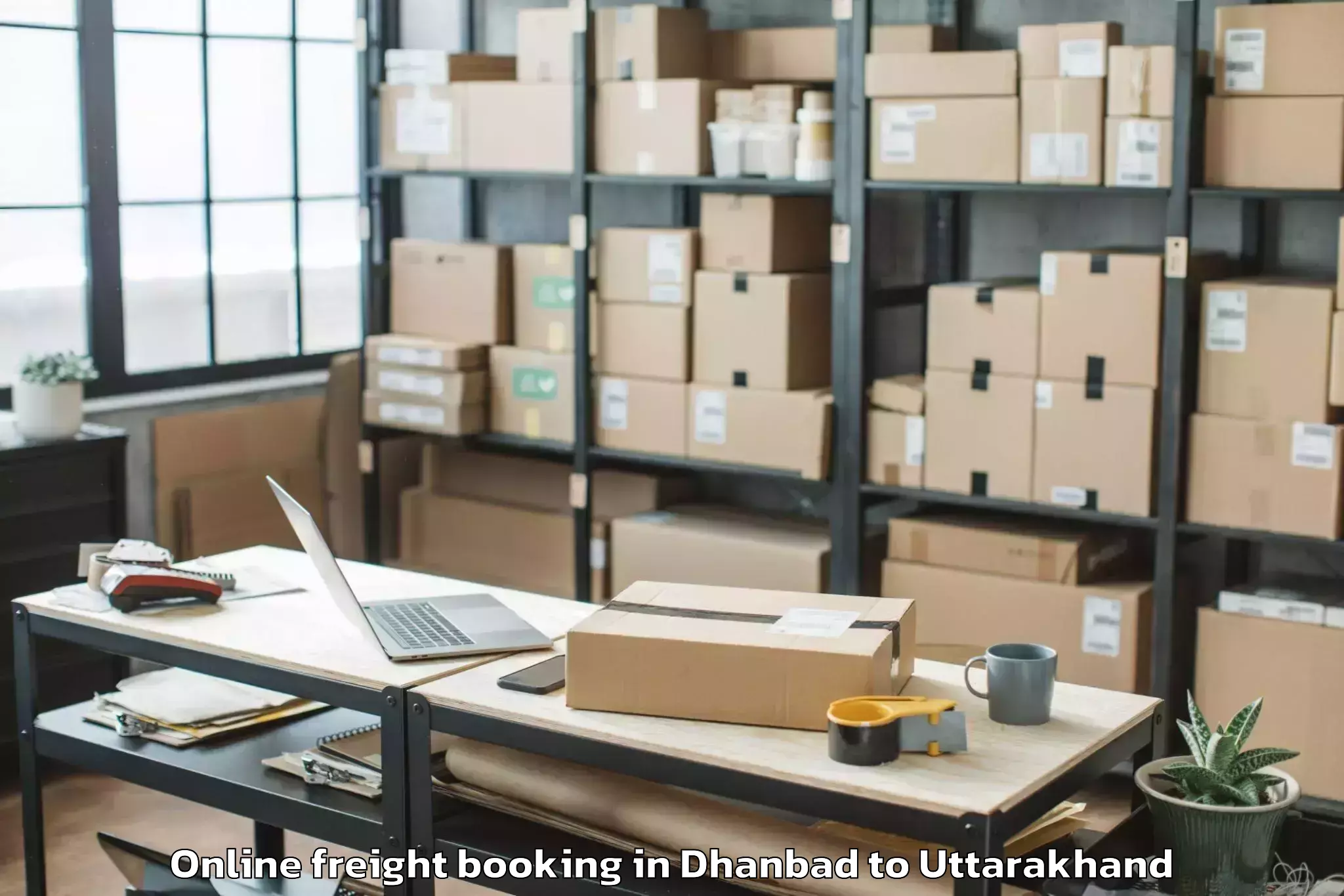 Easy Dhanbad to Herbertpur Online Freight Booking Booking